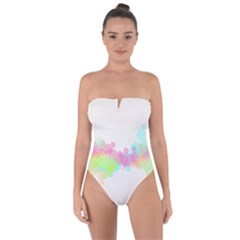 Abstract Color Pattern Colorful Tie Back One Piece Swimsuit