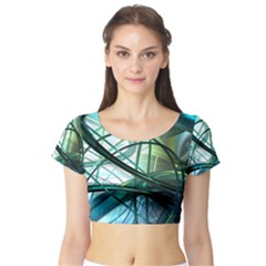 Abstract Short Sleeve Crop Top