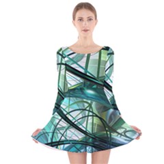 Abstract Long Sleeve Velvet Skater Dress