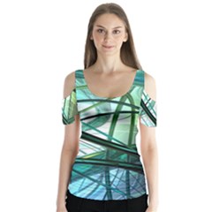 Abstract Butterfly Sleeve Cutout Tee 