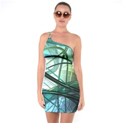 Abstract One Soulder Bodycon Dress