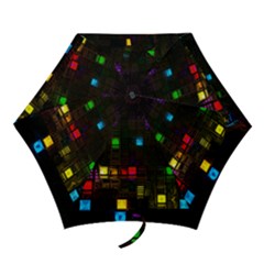 Abstract 3d Cg Digital Art Colors Cubes Square Shapes Pattern Dark Mini Folding Umbrellas by Sapixe
