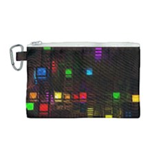 Abstract 3d Cg Digital Art Colors Cubes Square Shapes Pattern Dark Canvas Cosmetic Bag (medium) by Sapixe