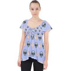 Alien Pattern Lace Front Dolly Top