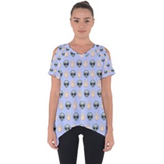 Alien Pattern Cut Out Side Drop Tee