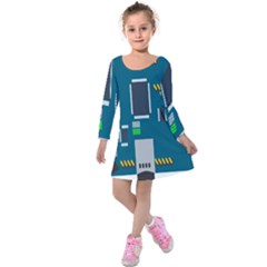 Amphisbaena Two Platform Dtn Node Vector File Kids  Long Sleeve Velvet Dress by Sapixe