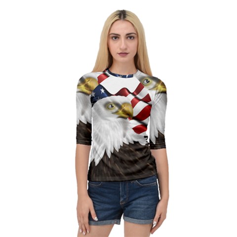American Eagle Flag Sticker Symbol Of The Americans Quarter Sleeve Raglan Tee by Sapixe