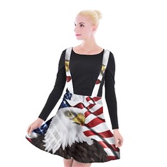 American Eagle Flag Sticker Symbol Of The Americans Suspender Skater Skirt by Sapixe