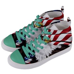 American Eagle Flag Sticker Symbol Of The Americans Women s Mid-top Canvas Sneakers
