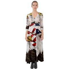 American Eagle Flag Sticker Symbol Of The Americans Button Up Boho Maxi Dress