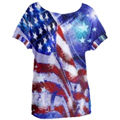 American Flag Red White Blue Fireworks Stars Independence Day Women s Oversized Tee by Sapixe