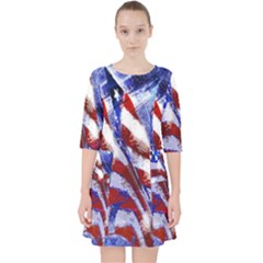 American Flag Red White Blue Fireworks Stars Independence Day Pocket Dress by Sapixe