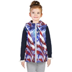 American Flag Red White Blue Fireworks Stars Independence Day Kid s Hooded Puffer Vest by Sapixe