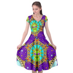 Alien Mandala Cap Sleeve Wrap Front Dress by Sapixe