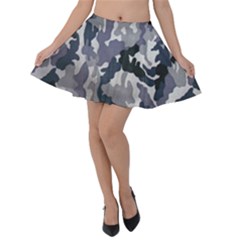 Army Camo Pattern Velvet Skater Skirt