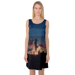 Art Sunset Anime Afternoon Sleeveless Satin Nightdress