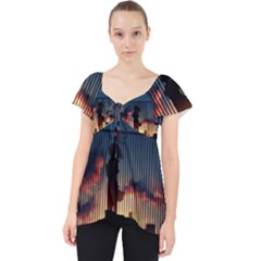Art Sunset Anime Afternoon Lace Front Dolly Top