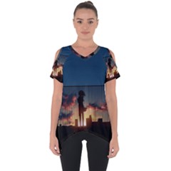 Art Sunset Anime Afternoon Cut Out Side Drop Tee