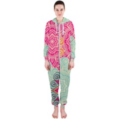 Art Abstract Pattern Hooded Jumpsuit (ladies) 