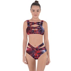 Art Space Abstract Red Line Bandaged Up Bikini Set 