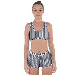 Barcode Pattern Racerback Boyleg Bikini Set