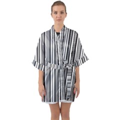Barcode Pattern Quarter Sleeve Kimono Robe by Sapixe