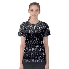 Antique Roman Typographic Pattern Women s Sport Mesh Tee