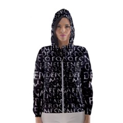 Antique Roman Typographic Pattern Hooded Wind Breaker (Women)