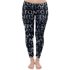 Antique Roman Typographic Pattern Classic Winter Leggings