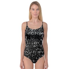 Antique Roman Typographic Pattern Camisole Leotard 