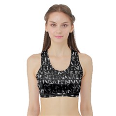 Antique Roman Typographic Pattern Sports Bra with Border