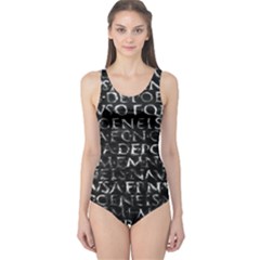 Antique Roman Typographic Pattern One Piece Swimsuit