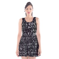 Antique Roman Typographic Pattern Scoop Neck Skater Dress