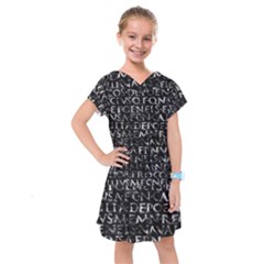 Antique Roman Typographic Pattern Kids  Drop Waist Dress by dflcprints