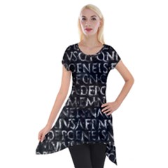 Antique Roman Typographic Pattern Short Sleeve Side Drop Tunic by dflcprints