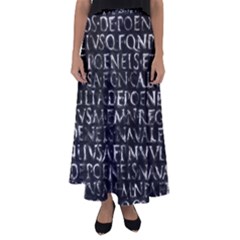 Antique Roman Typographic Pattern Flared Maxi Skirt