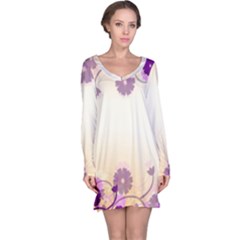 Background Floral Background Long Sleeve Nightdress by Sapixe
