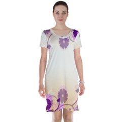 Background Floral Background Short Sleeve Nightdress by Sapixe