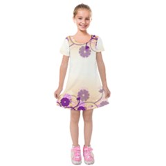 Background Floral Background Kids  Short Sleeve Velvet Dress