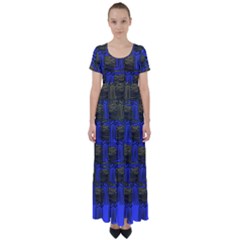 Basket Weave High Waist Short Sleeve Maxi Dress