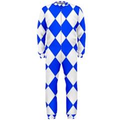 Blue White Diamonds Seamless Onepiece Jumpsuit (men)  by Sapixe