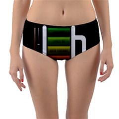 Black Energy Battery Life Reversible Mid-waist Bikini Bottoms by Sapixe