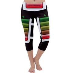 Black Energy Battery Life Capri Yoga Leggings by Sapixe