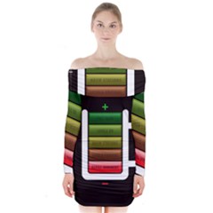 Black Energy Battery Life Long Sleeve Off Shoulder Dress by Sapixe