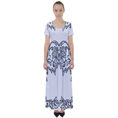 Bouquet Flower Decoration Pattern High Waist Short Sleeve Maxi Dress