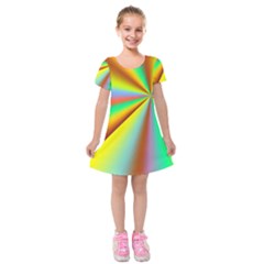 Burst Radial Shine Sunburst Sun Kids  Short Sleeve Velvet Dress by Sapixe