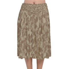 Camouflage Tarn Texture Pattern Velvet Flared Midi Skirt