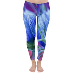 Blue Flowers With Thorns Classic Winter Leggings