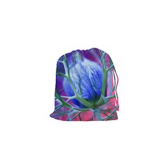 Blue Flowers With Thorns Drawstring Pouches (XS) 