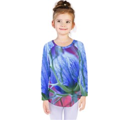 Blue Flowers With Thorns Kids  Long Sleeve Tee